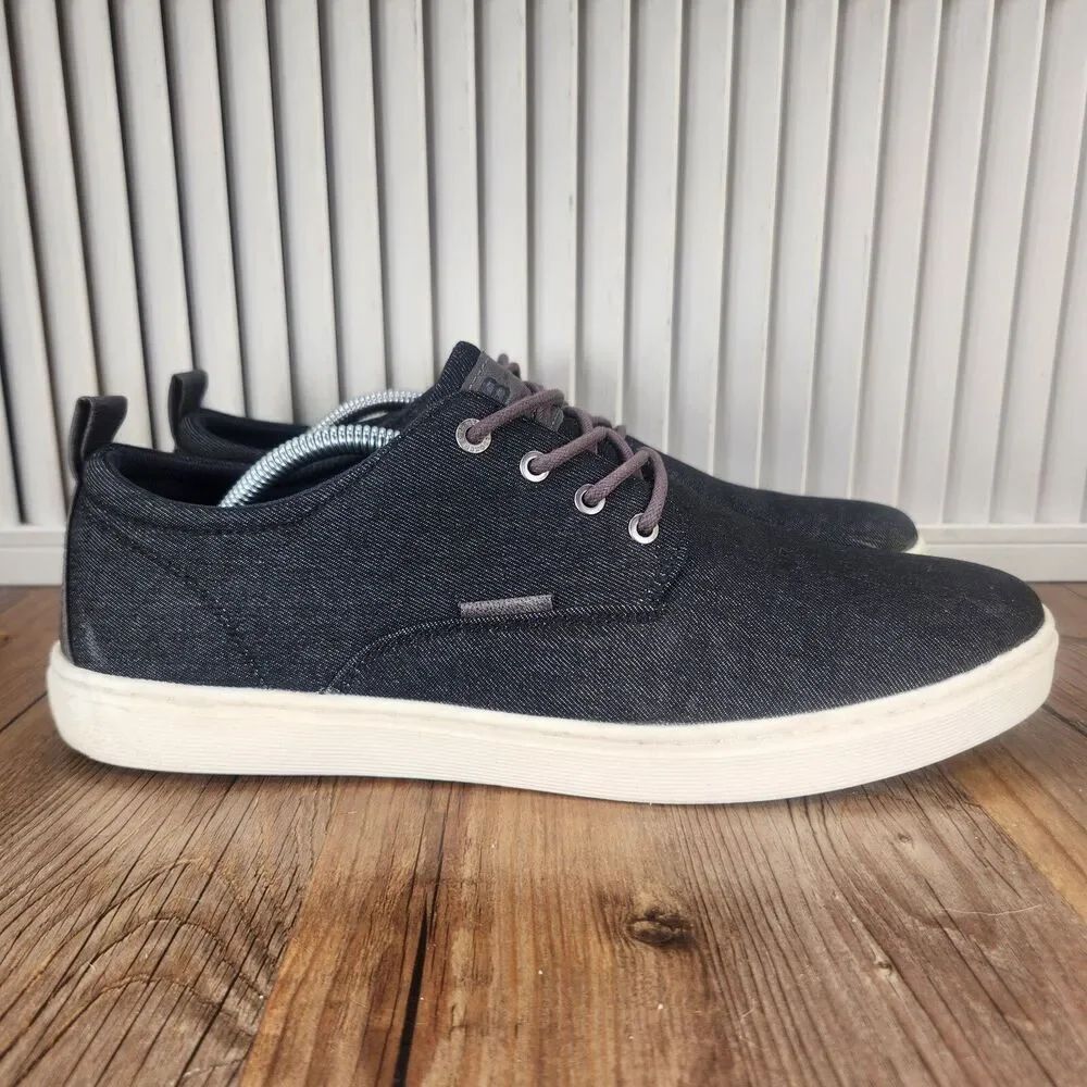 BullBoxer B-52 Mens Sz 12 Black Denim Canvas Lace Up Preppy City Sneakers Shoes